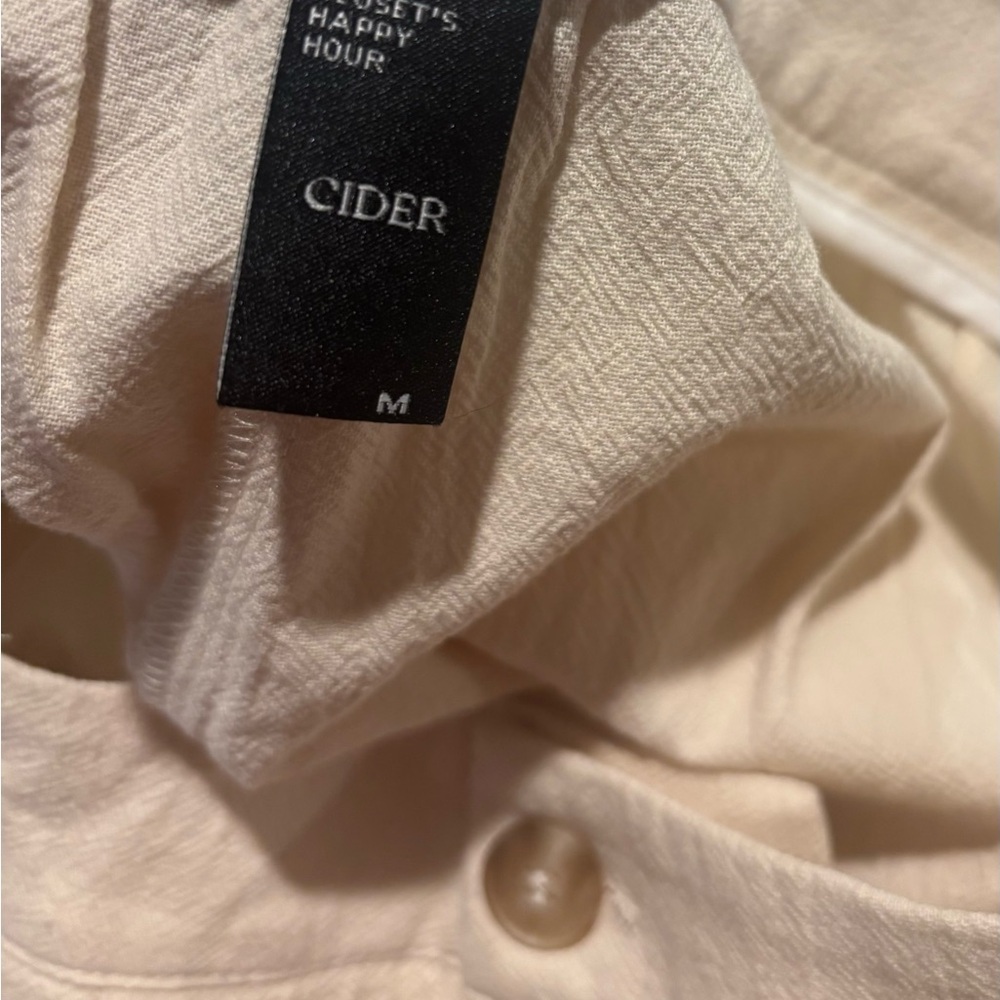 Cider 100% Cotton High Rise Pleated Shorts, Cream/Yellow, M - Picture 4 of 7